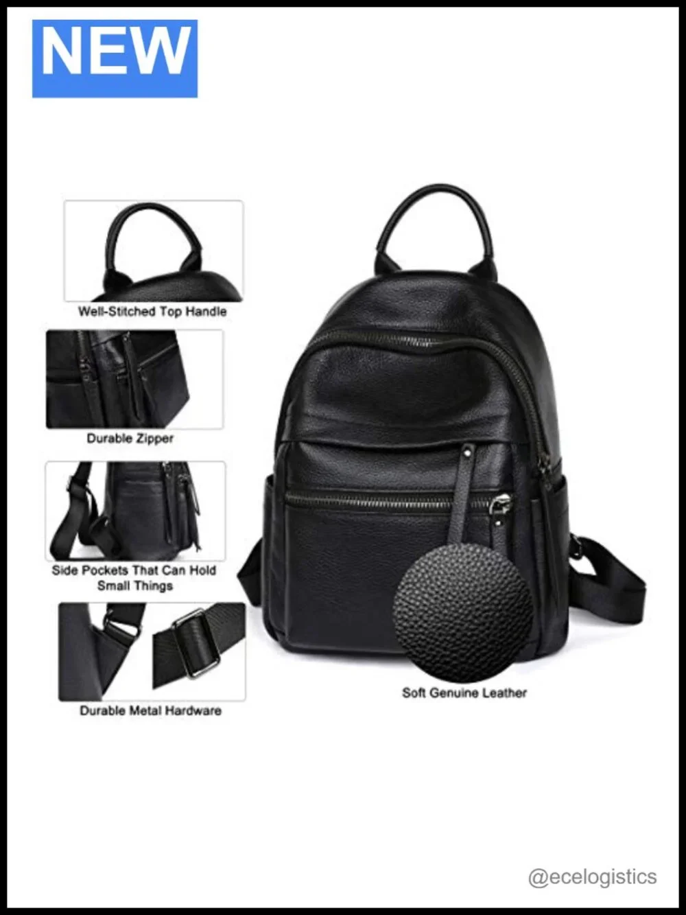 Genuine Leather Backpack Purse for Women Multi-functional Daypack with Laptop